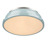 Duncan 14" Flush Mount in Pewter with a Seafoam Shade