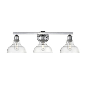 Carver 3-Light Bath Vanity in Chrome with Clear Glass Shades