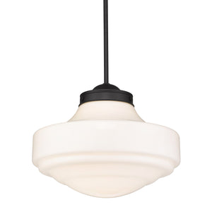 Ingalls Large Pendant in Matte Black with Vintage Milk Glass Shade