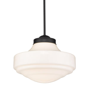 Ingalls Large Pendant in Matte Black with Vintage Milk Glass Shade