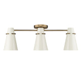 Reeva 3 Light Semi-Flush in Modern Brass with Glossy Ecru Shade