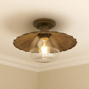 Clemence Flush Mount in Dark Rust with Clear Glass Shade
