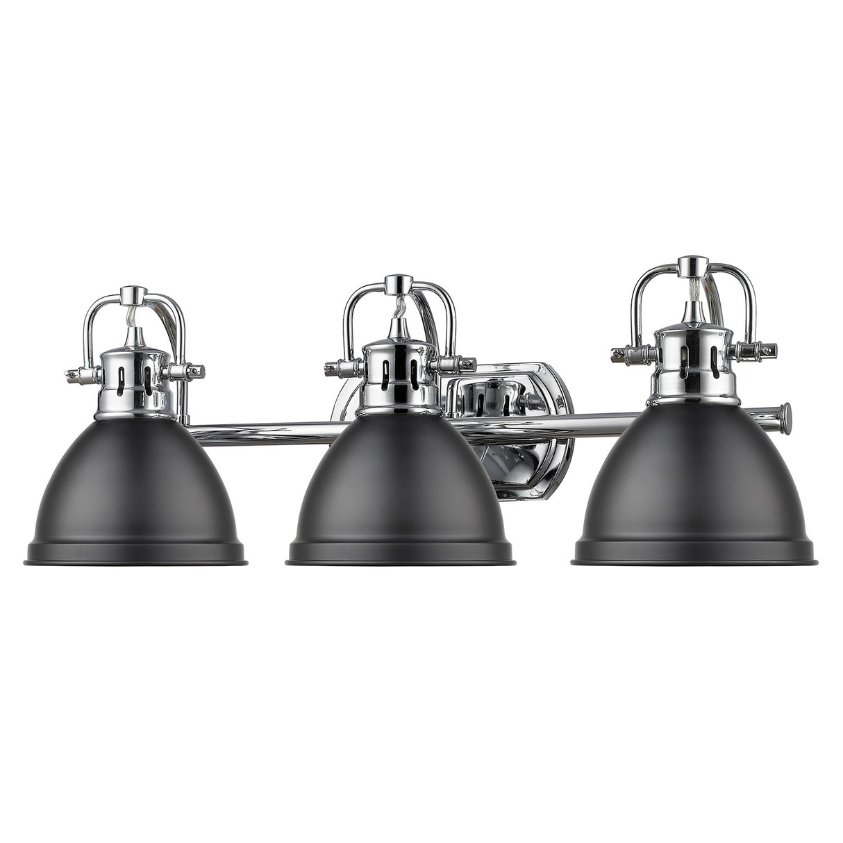 Duncan 3 Light Bath Vanity in Chrome with a Matte Black Shade