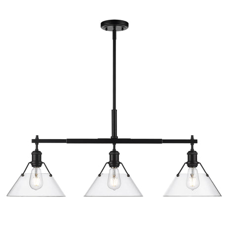 Orwell BLK Linear Pendant in Matte Black with Clear Glass Shade