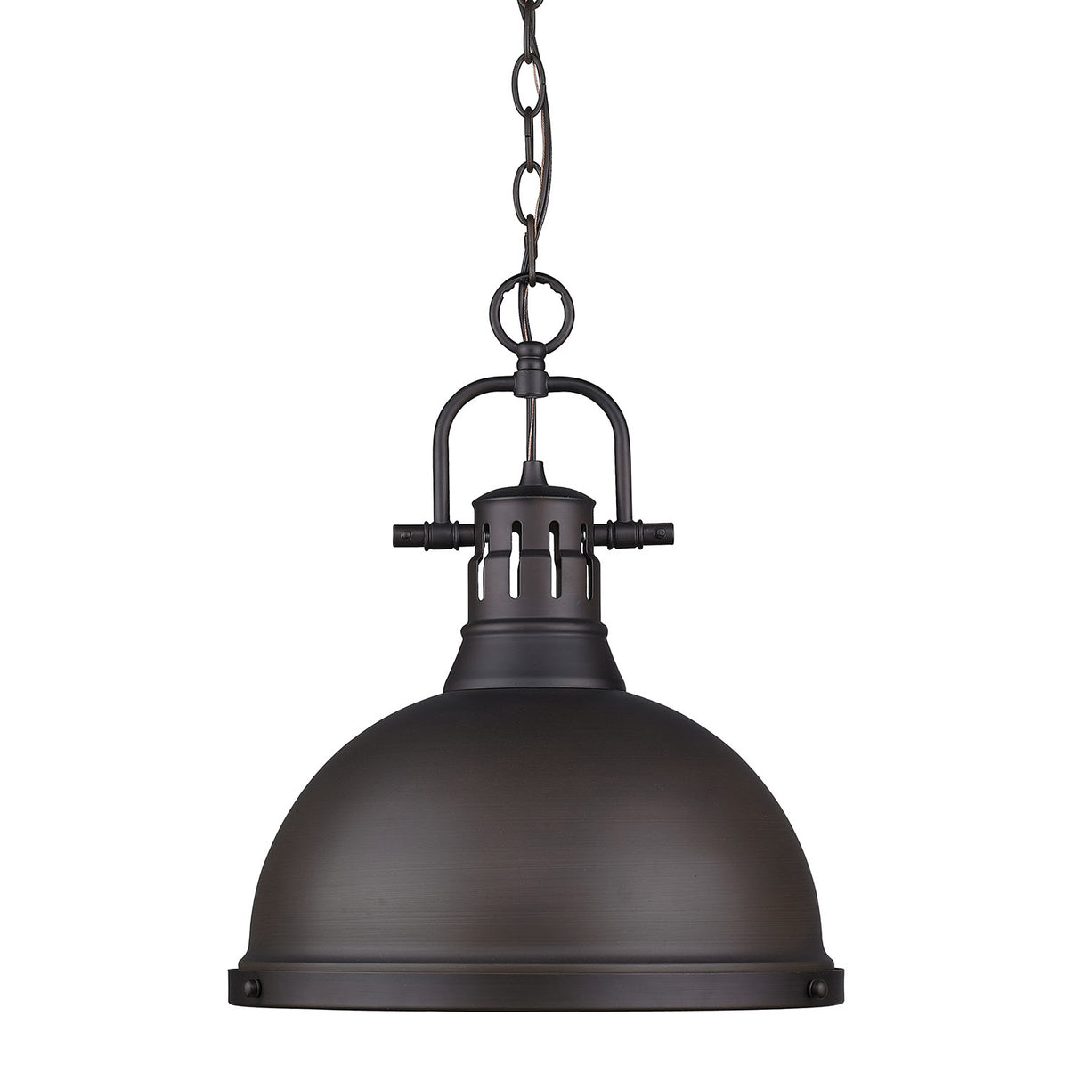 Duncan 1 Light Pendant with Chain in Rubbed Bronze with a Rubbed Bronze Shade