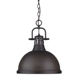 Duncan 1 Light Pendant with Chain in Rubbed Bronze with a Rubbed Bronze Shade