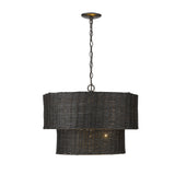 Erma 6 Light Chandelier in Matte Black and Black Wicker