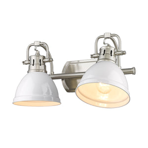 Duncan 2 Light Bath Vanity in Pewter with White Shades