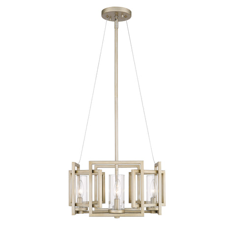 Marco 4 Light Pendant (Convertible) in White Gold with Clear Glass