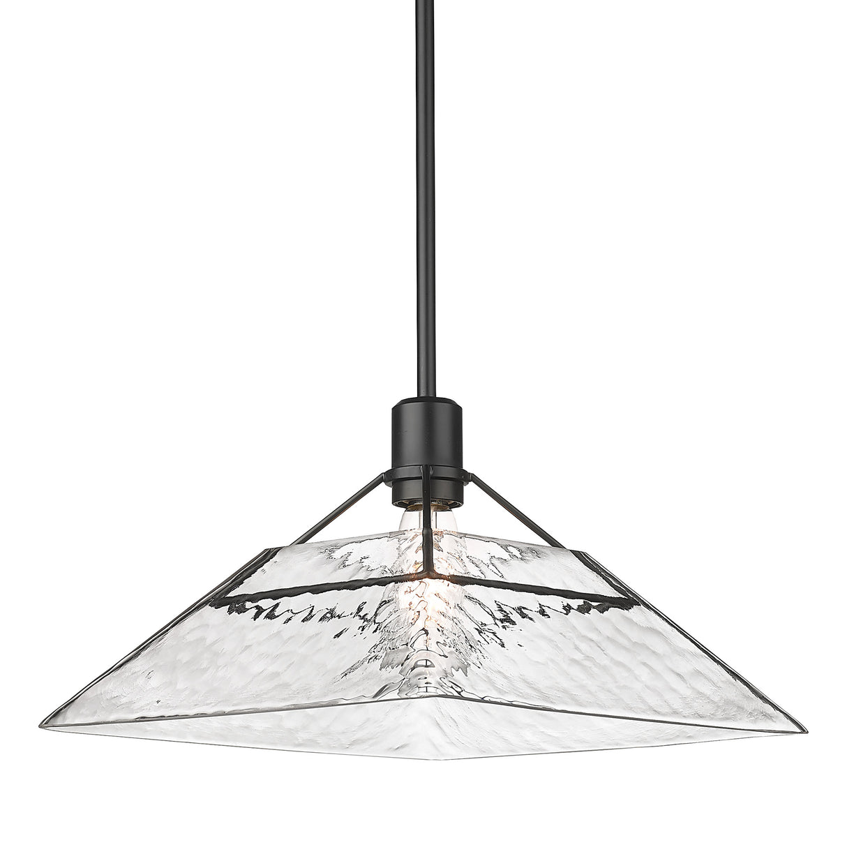 Kepler Medium Pendant in Matte Black with Water Glass Shade
