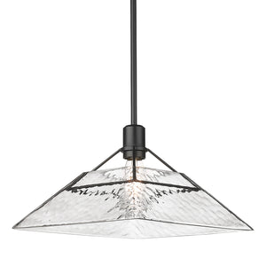 Kepler Medium Pendant in Matte Black with Water Glass Shade