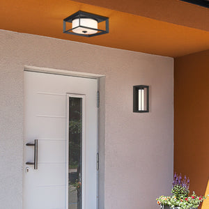 Smyth Outdoor Flush Mount in Natural Black with Opal Glass