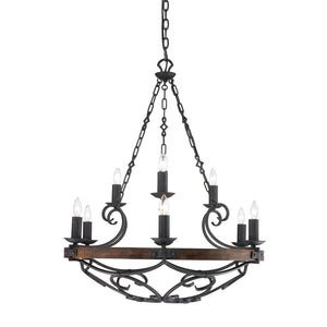 Madera 2 Tier - 9-Light Chandelier in Black Iron