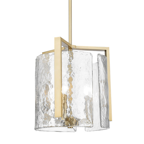 Aenon 3-Light Pendant in Brushed Champagne Bronze with Hammered Water Glass Shade