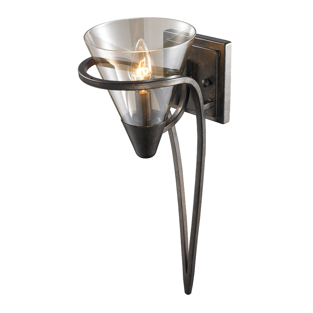 Olympia 1 Light Wall Sconce in Burnt Sienna with Baltic Amber Glass