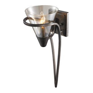 Olympia 1 Light Wall Sconce in Burnt Sienna with Baltic Amber Glass