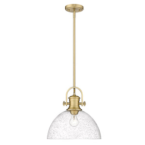 Hines Large Pendant in Brushed Champagne Bronze with Seeded Glass Shades