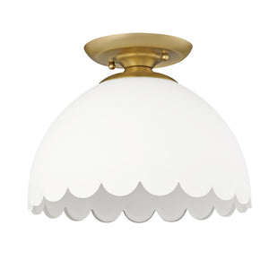Dorinda Semi-Flush in Brushed Champagne Bronze with Opal Glass Shade