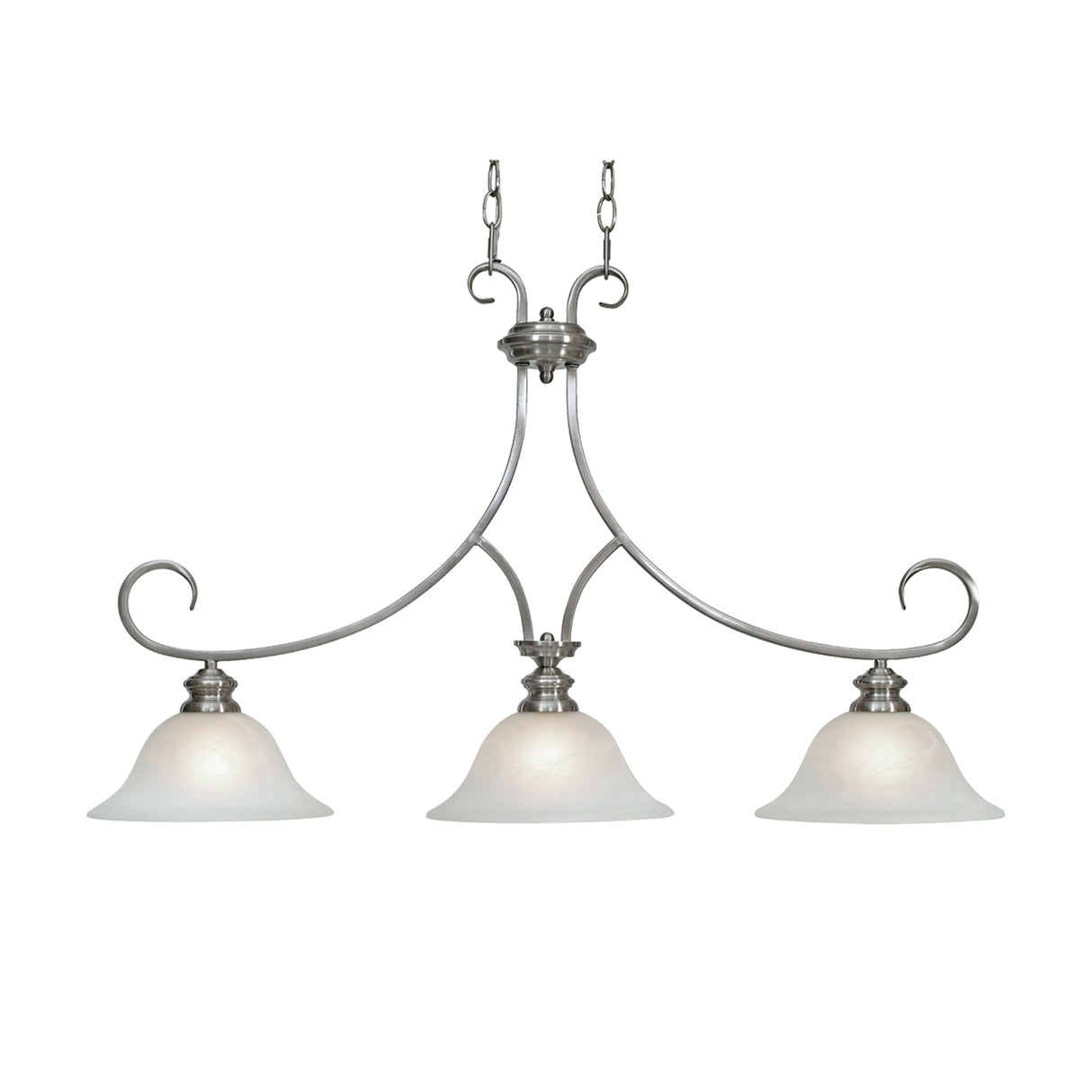 Lancaster 3 Light Linear Pendant in Pewter with Marbled Glass