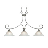 Lancaster 3 Light Linear Pendant in Pewter with Marbled Glass