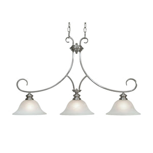 Lancaster 3 Light Linear Pendant in Pewter with Marbled Glass