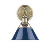 Orwell AB 1 Light Bath Vanity in Aged Brass with Navy Blue Shade