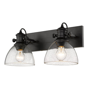 Hines 2-Light Semi-Flush in Matte Black with Seeded Glass