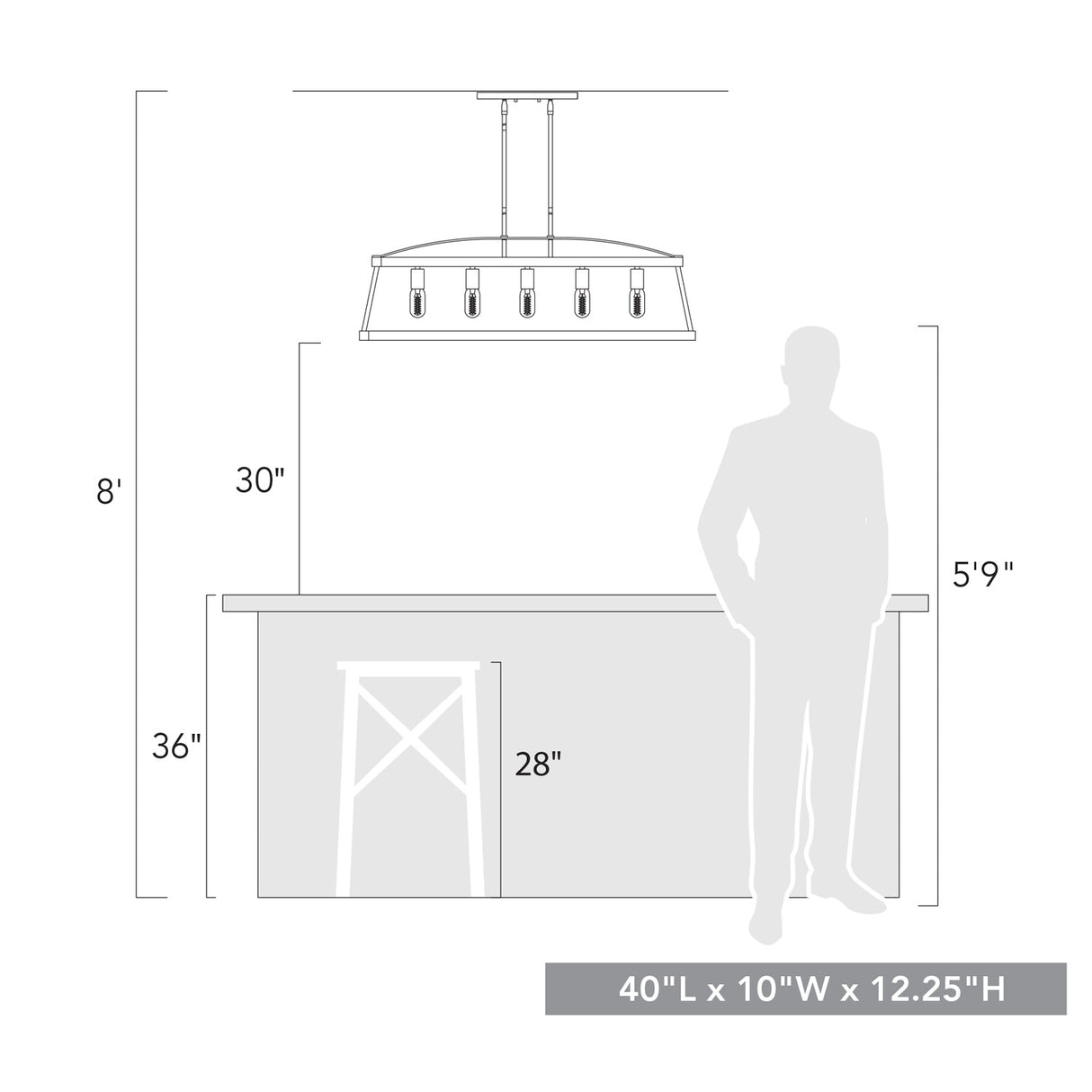Teagan Linear Pendant in Natural Black with Gray Harbor Accents