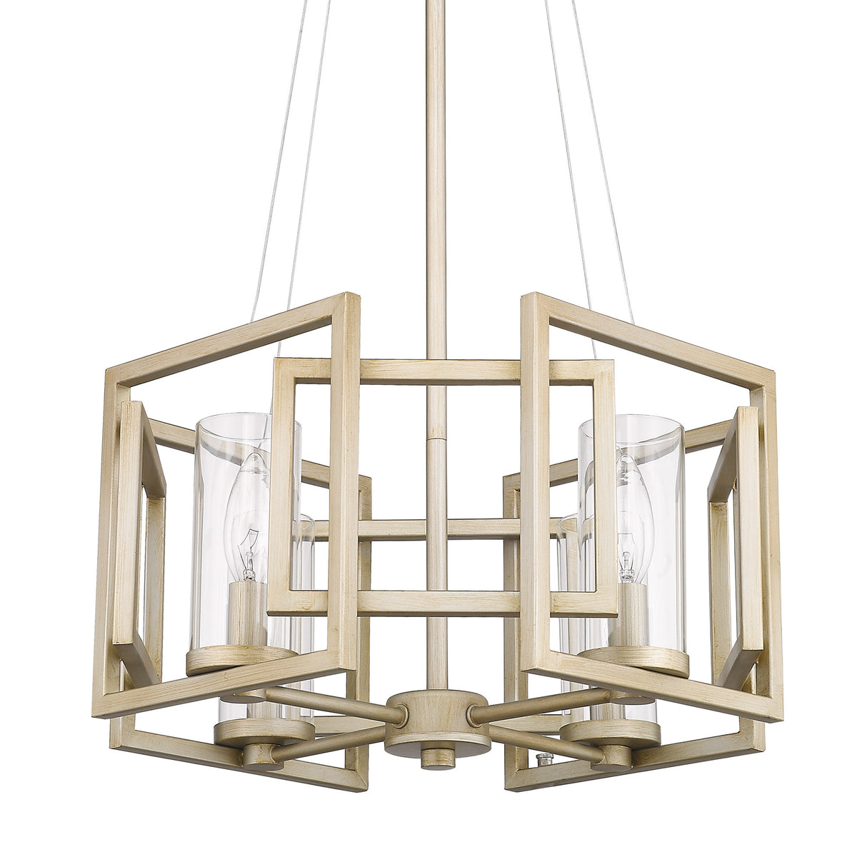 Marco 4 Light Pendant (Convertible) in White Gold with Clear Glass