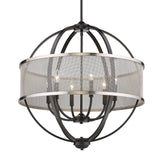 Colson BLK 6 Light Chandelier (with Pewter shade) in Matte Black