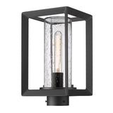 Smyth NB Post Mount - Outdoor in Natural Black with Seeded Glass Shade
