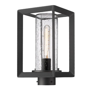 Smyth NB Post Mount - Outdoor in Natural Black with Seeded Glass Shade