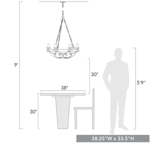 Madera 6-Light Chandelier in Antique Black Iron