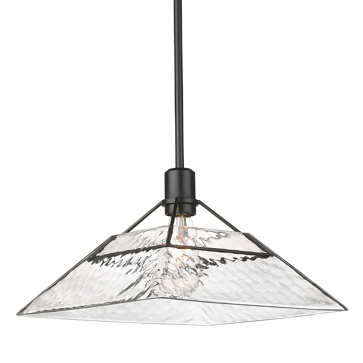 Kepler Medium Pendant in Matte Black with Water Glass Shade