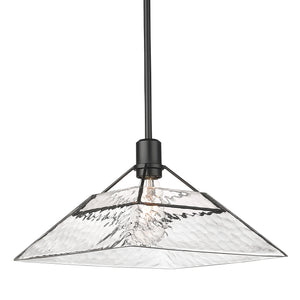Kepler Medium Pendant in Matte Black with Water Glass Shade