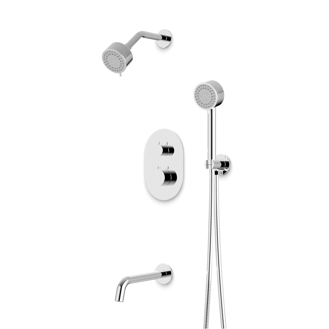 Artos Opera Thermostatic Shower Trim Kit with Multifunction Shower Head, Hand Shower, Tub Filler Chrome – TS083CH