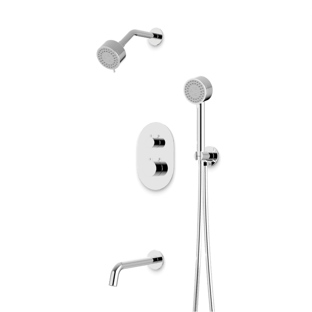 Artos Opera Thermostatic Shower Trim Kit with Multifunction Shower Head, Hand Shower, Tub Filler Chrome – TS083CH