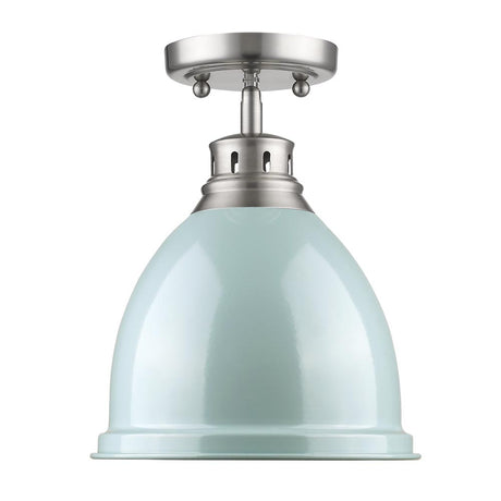 Duncan Flush Mount in Pewter with a Seafoam Shade
