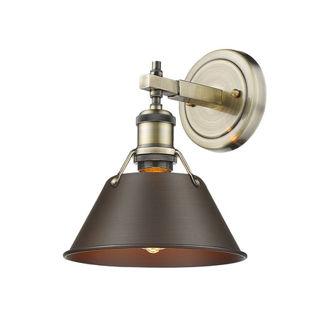 Orwell AB 1 Light Bath Vanity in Aged Brass with Rubbed Bronze Shade