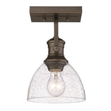 Hines 1-Light Bath Vanity in Rubbed Bronze with Seeded Glass