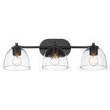 Roxie 3 Light Bath Vanity in Matte Black with Matte Black Accents and Clear Glass Shade