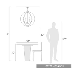 Colson BLK 6 Light Chandelier in Matte Black