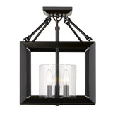 Smyth Semi-Flush in Matte Black with Clear Glass Shades