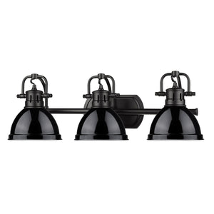 Duncan 3 Light Bath Vanity in Matte Black with a Black Shade