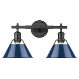 Orwell BLK 2 Light Bath Vanity in Matte Black with Navy Blue Shade
