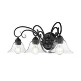 Homestead 3 Light Bath Vanity in Matte Black with Clear Glass