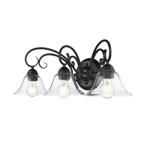 Homestead 3 Light Bath Vanity in Matte Black with Clear Glass