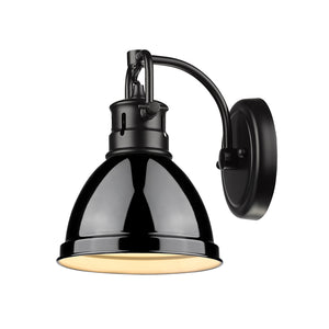 Duncan 1 Light Bath Vanity in Matte Black with a Black Shade