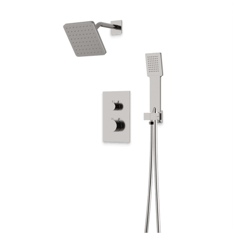 Artos Otella Thermostatic Shower Trim Kit with Shower Head on Angled Arm & Hand Shower Brushed Nickel – TS071BN
