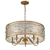 Joia 5 Light Chandelier in Peruvian Gold with a Sheer Filigree Mist Shade
